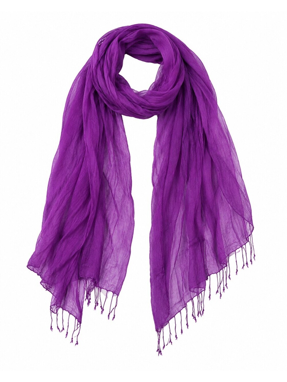 Purple Lightweight Sheer Scarf with Fringe Detail